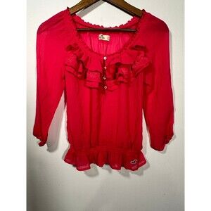 Hollister Co.  blouse sz xs hot pink ruffles